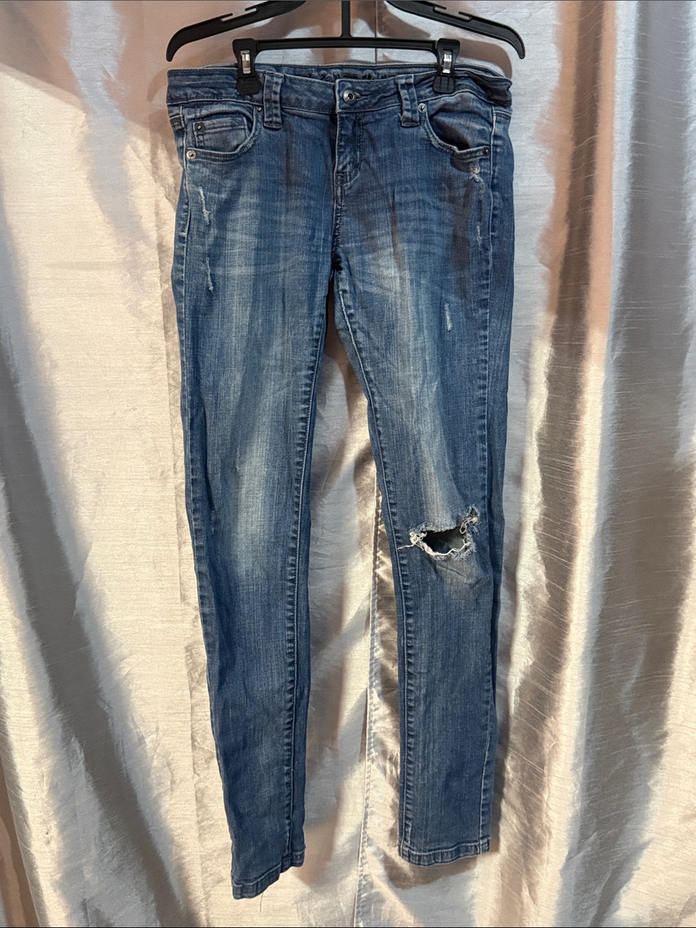 Blue Asphalt Women's Skinny Ripped Blue Jeans